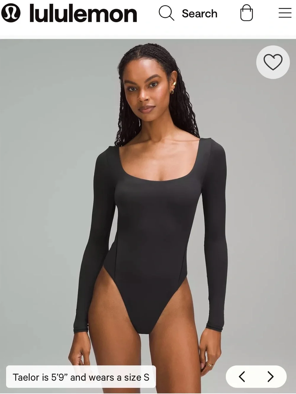 lululemon athletica Black Long-Sleeve Scoop Bodysuit